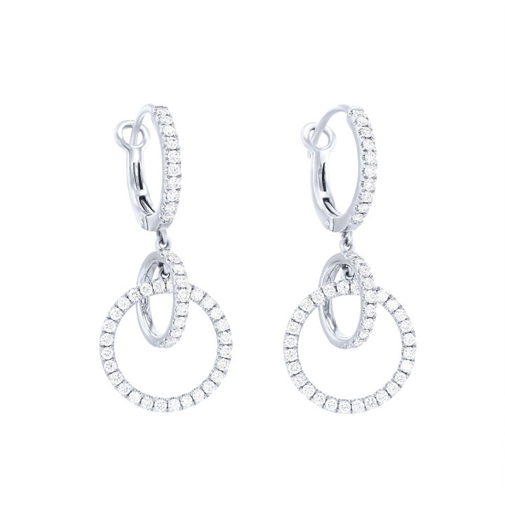 Diamond Interlocked Circle Drop Earrings In Yellow Gold 14K