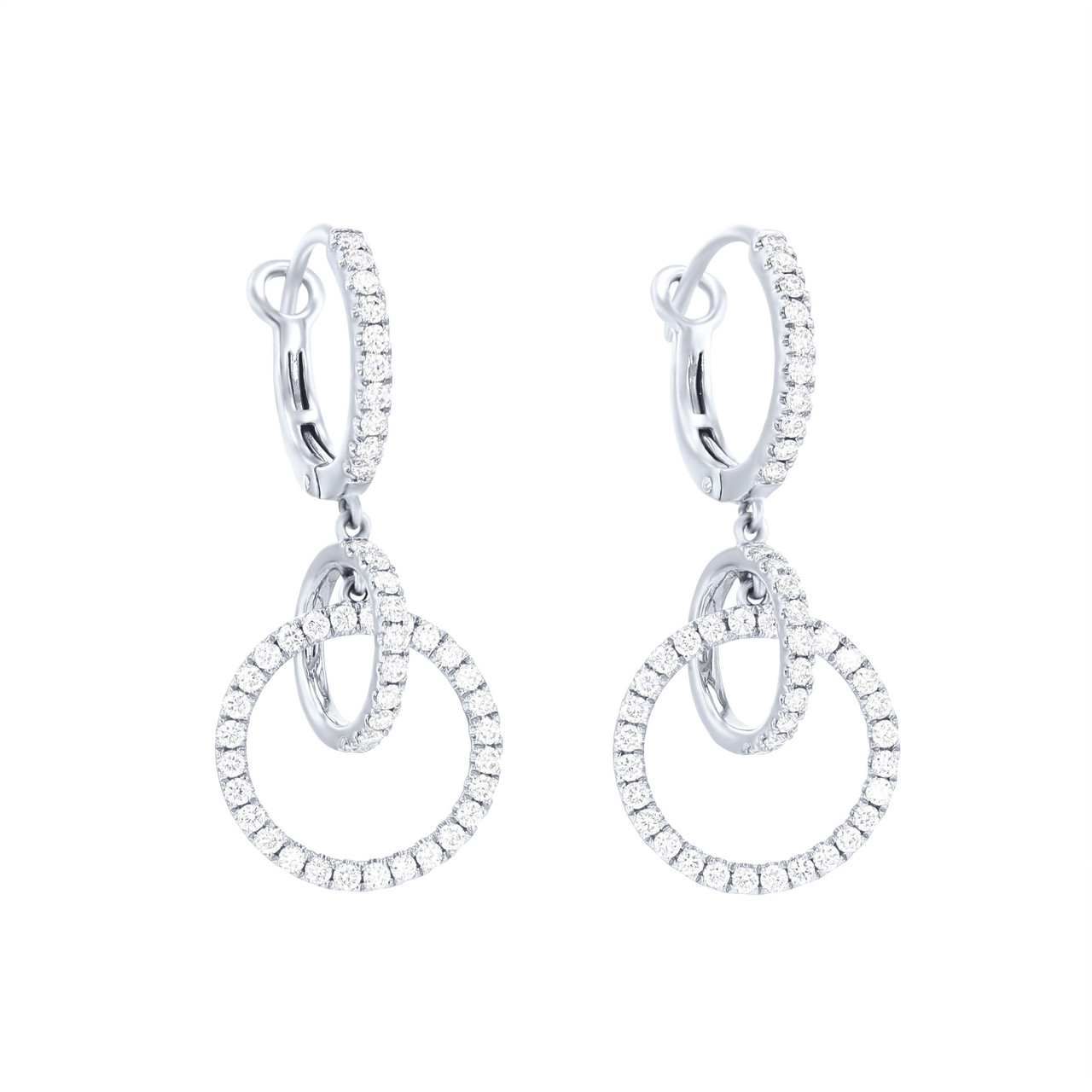 Diamond Interlocked Circle Drop Earrings