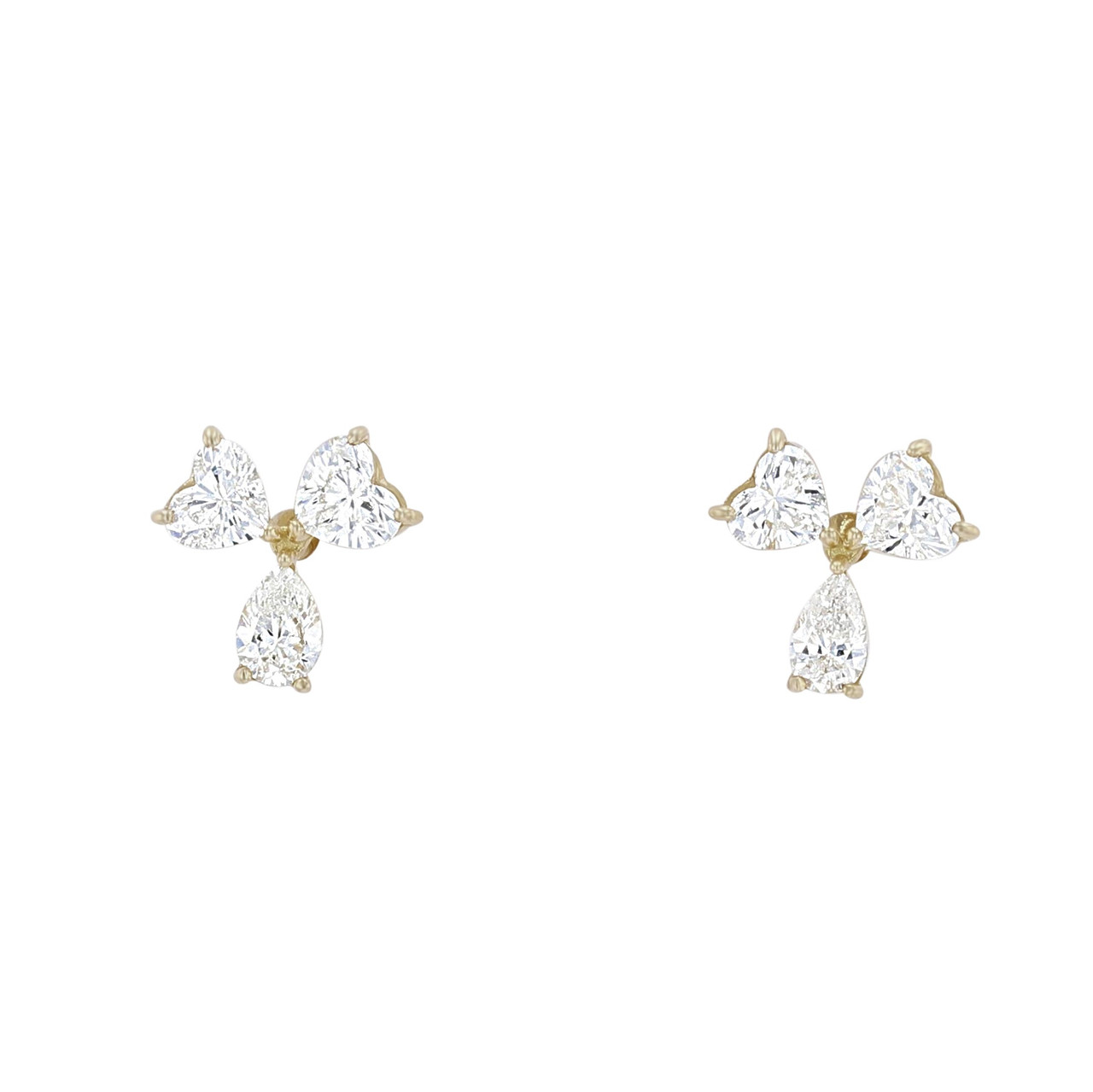 Heart and Pear Shape Diamond Stud Earrings