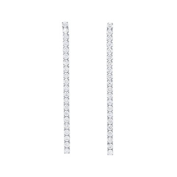 Diamond Straight Line Earrings In White Gold 18K