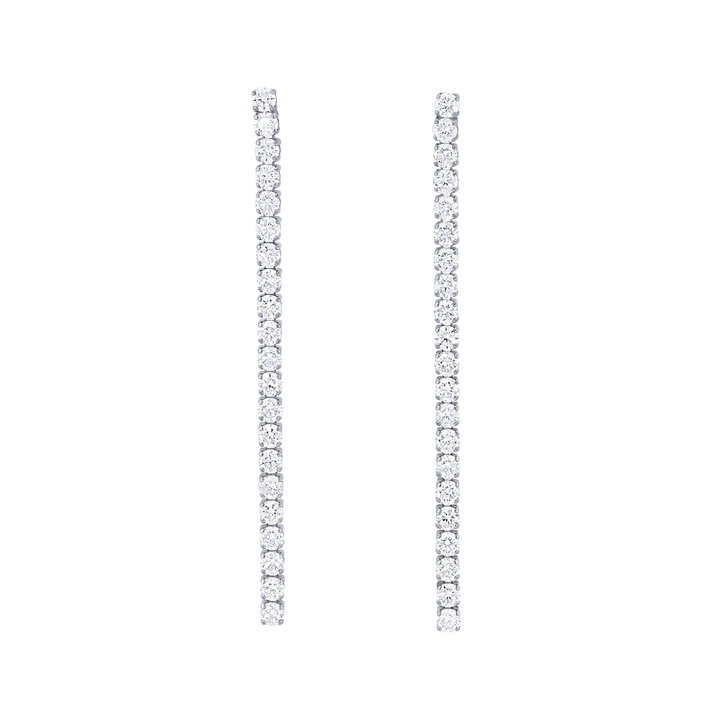 Diamond Straight Line Earrings In White Gold 18K