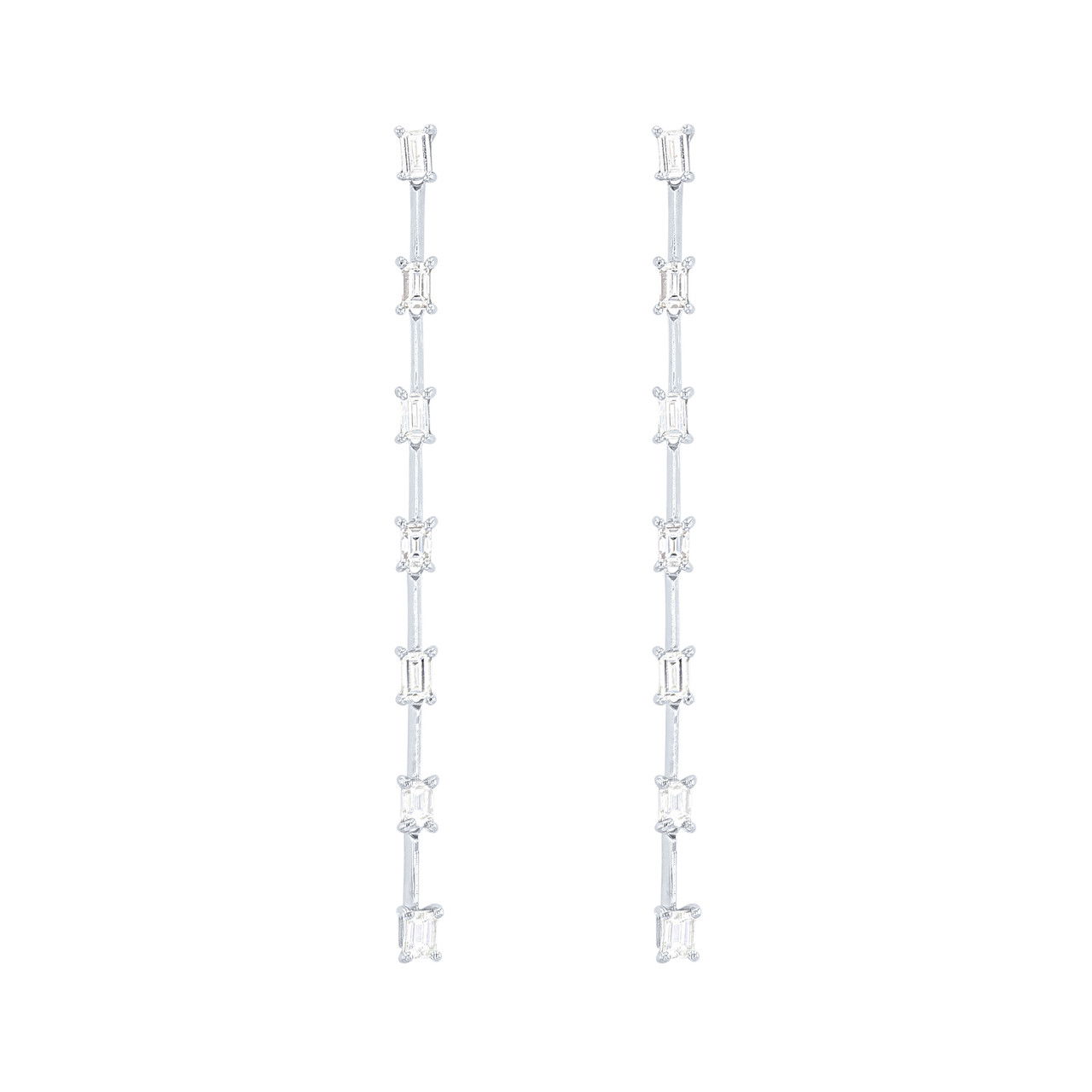 Emerald Diamond Bar Drop Earrings