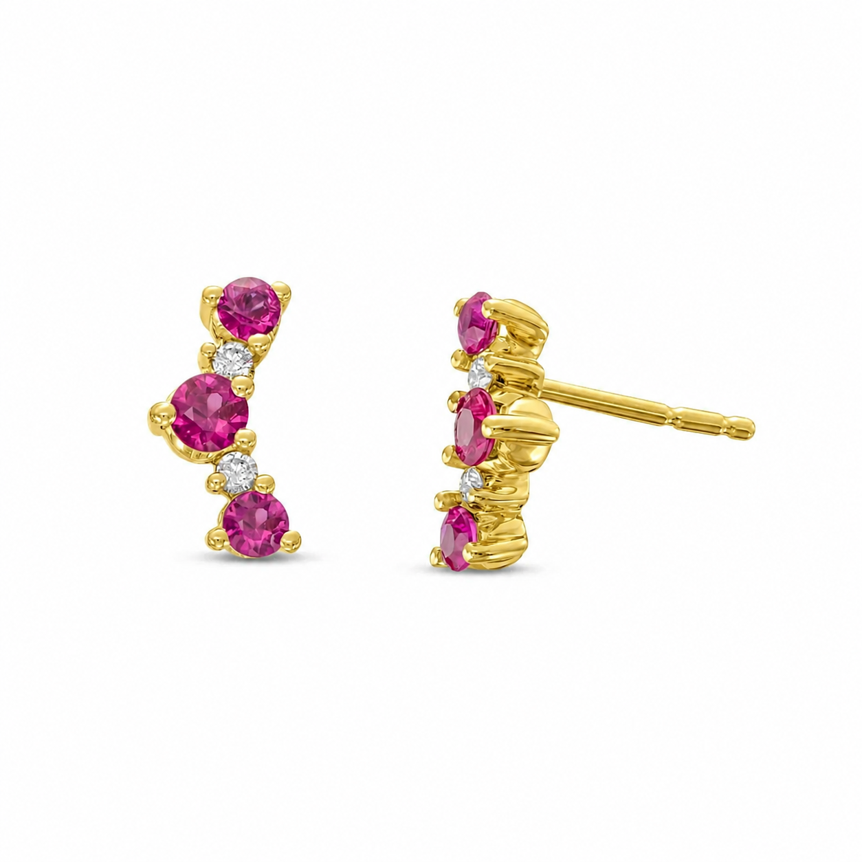 Ruby and Diamond Contour Stud Earrings 0