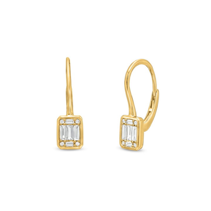 Bezel Diamond Mosaic Earrings In Yellow Gold 14K