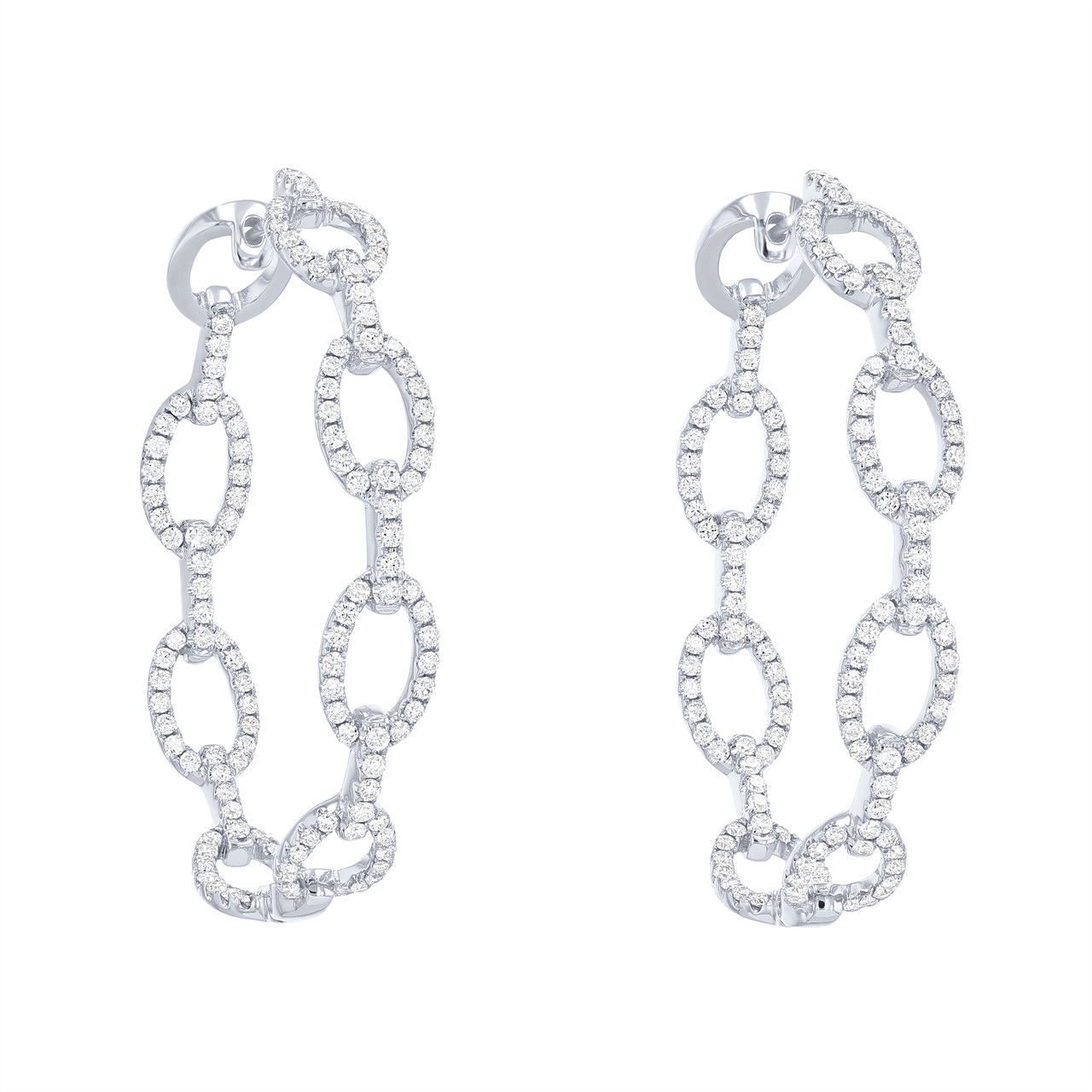 Diamond Chain Link Hoop Earrings