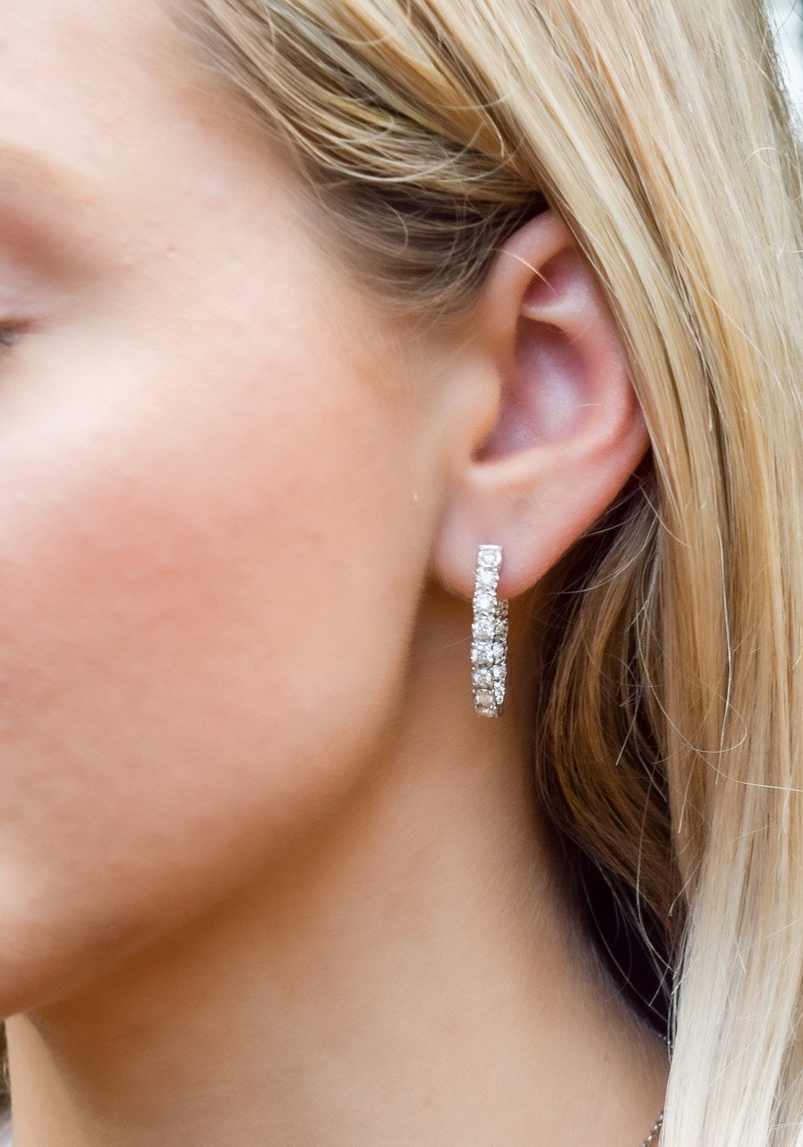Oval Illusion Diamond Hoop Earrings 1