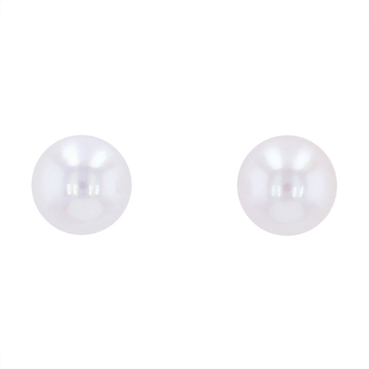 Akoya Pearl Stud Earrings In Solid 14K White Gold