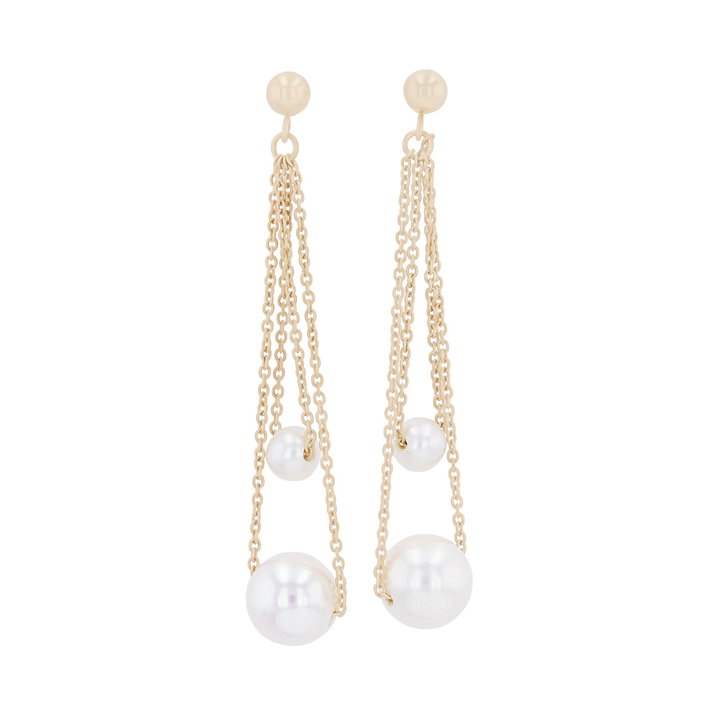 Freshwater Pearl Drop Earrings In Yellow Gold 14K