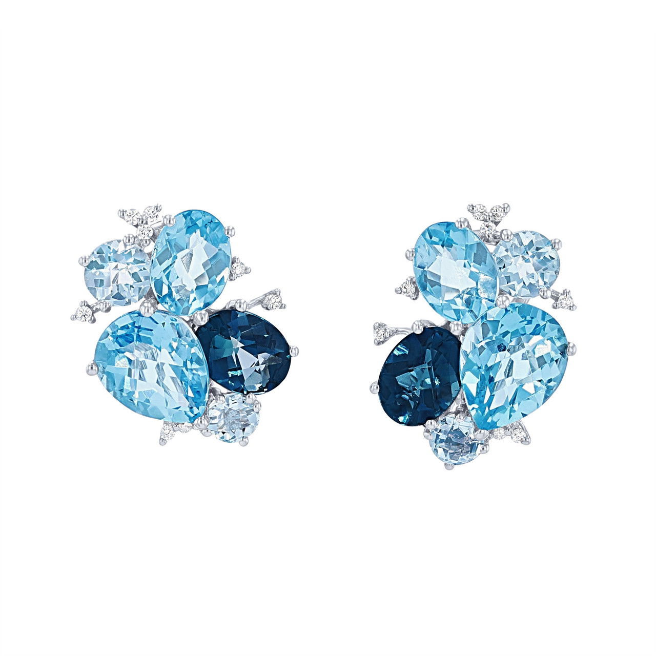 Multicolor Topaz and Diamond Earrings