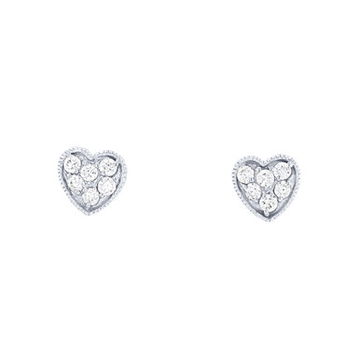 Diamond Cluster Heart Stud Earrings