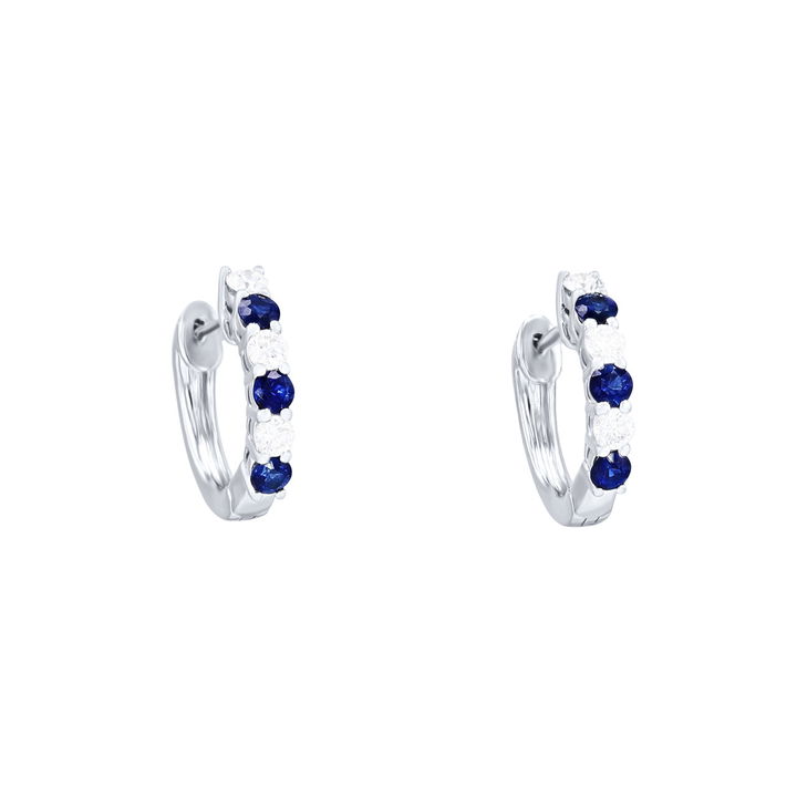 Sapphire and Diamond Alternating Huggie Earrings