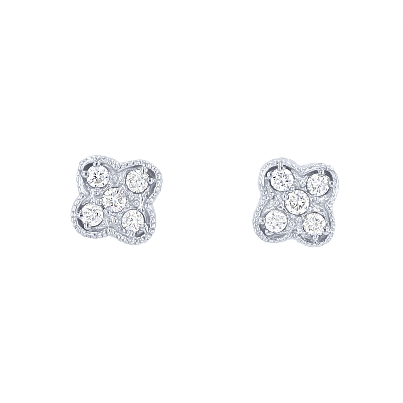 Diamond Clover Stud Earrings