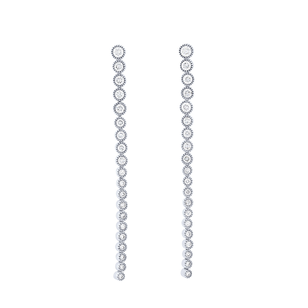 Diamond Bezel Line Drop Earrings