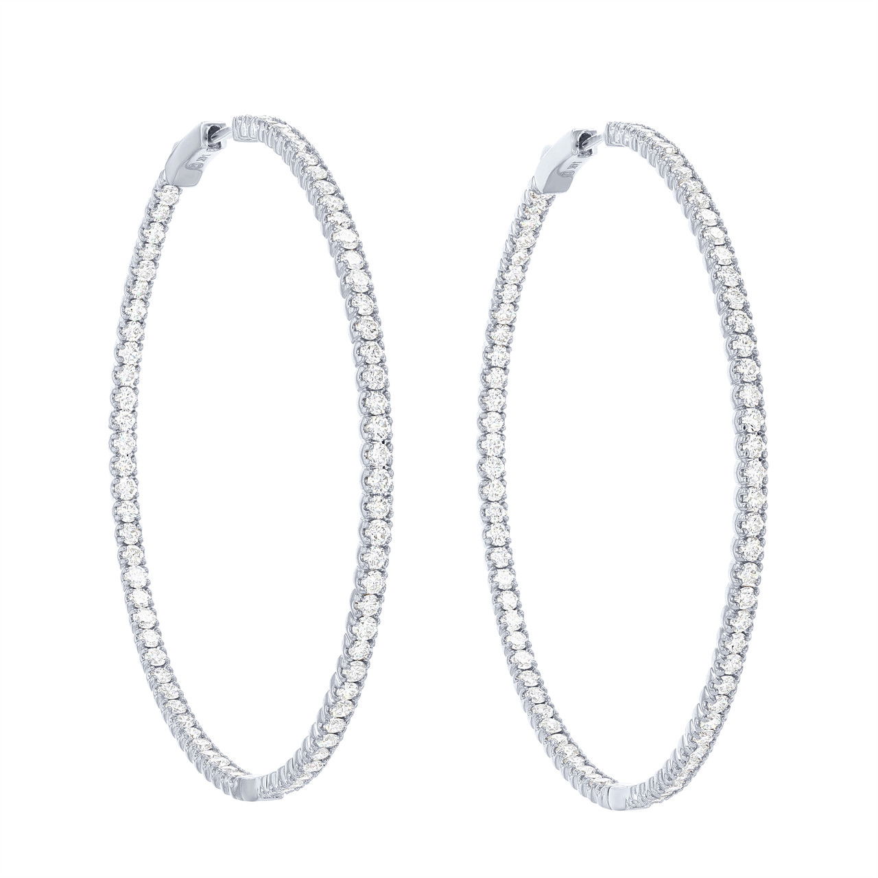 Two Inch Diamond Hoop Earrings