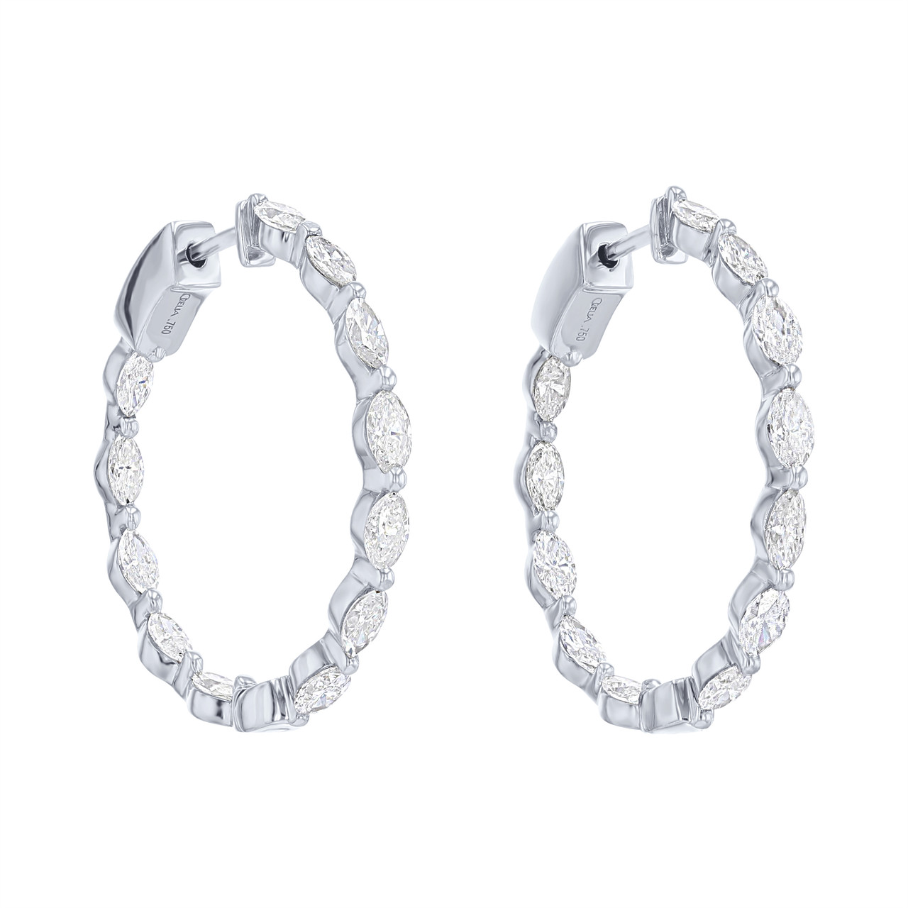 Marquise Diamond Hoop Earrings 0