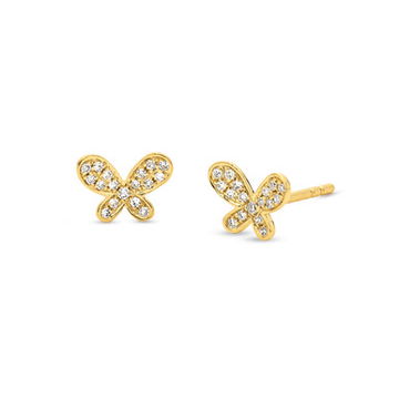 Diamond Butterfly Stud Earrings