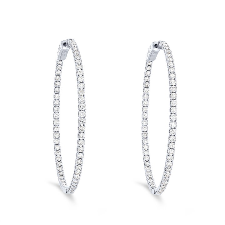 Diamond Hoop 1.75 inch Earrings In White Gold 14K