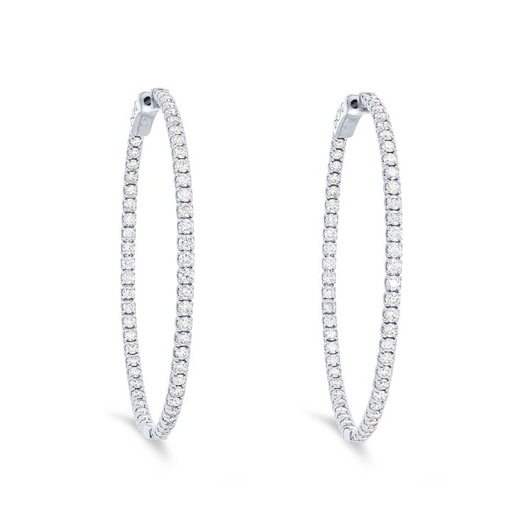 Diamond Hoop 1.75 inch Earrings In White Gold 14K