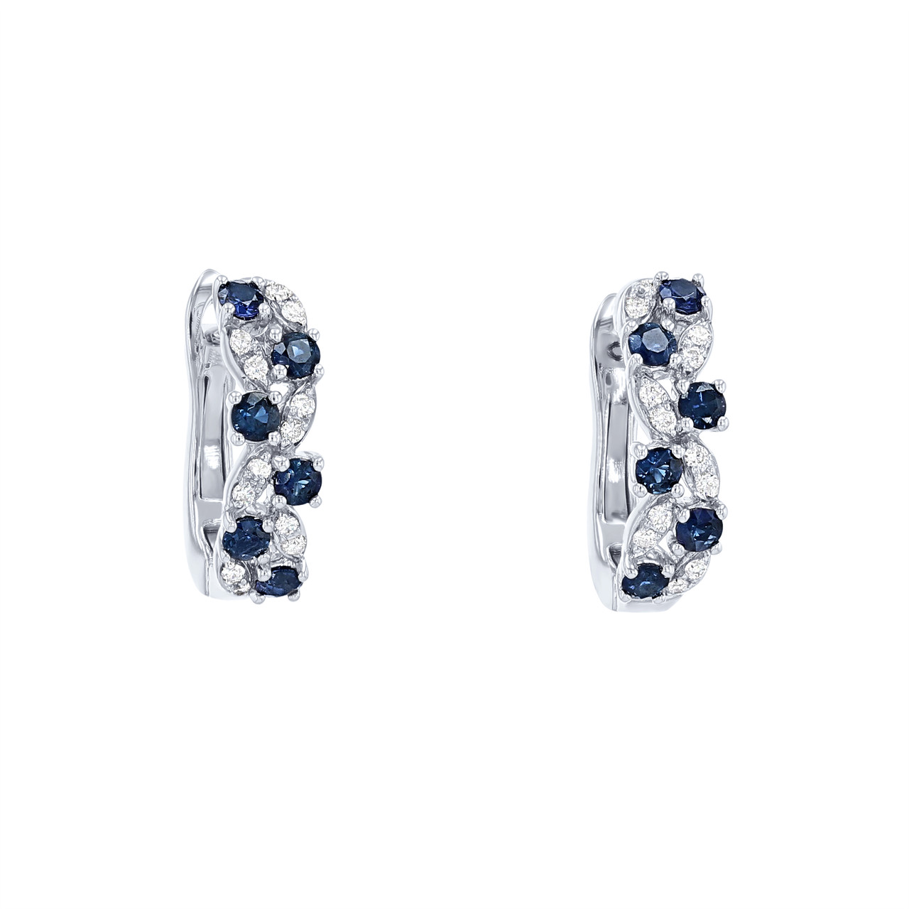 Sapphire and Diamond Twist Hoop Earrings