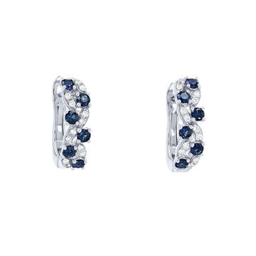 Sapphire and Diamond Twist Hoop Earrings