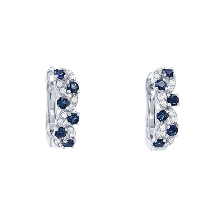 Sapphire and Diamond Twist Hoop Earrings