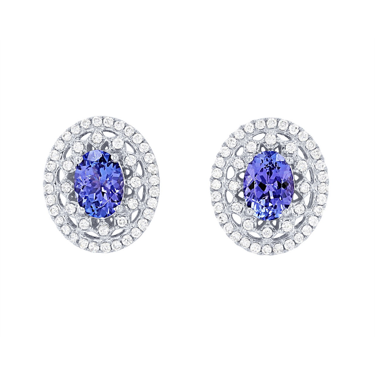 Tanzanite and Diamond Halo Earrings