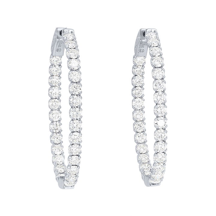 Oval Shape 1.50 Inch Diamond Hoop Earrings