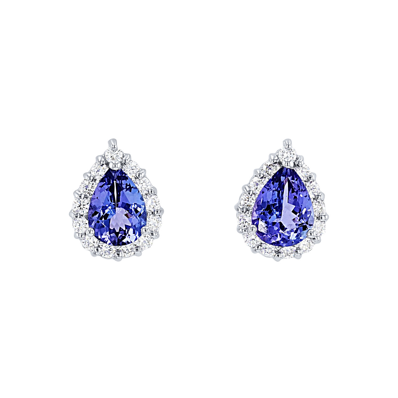 Tanzanite and Diamond Halo Studs