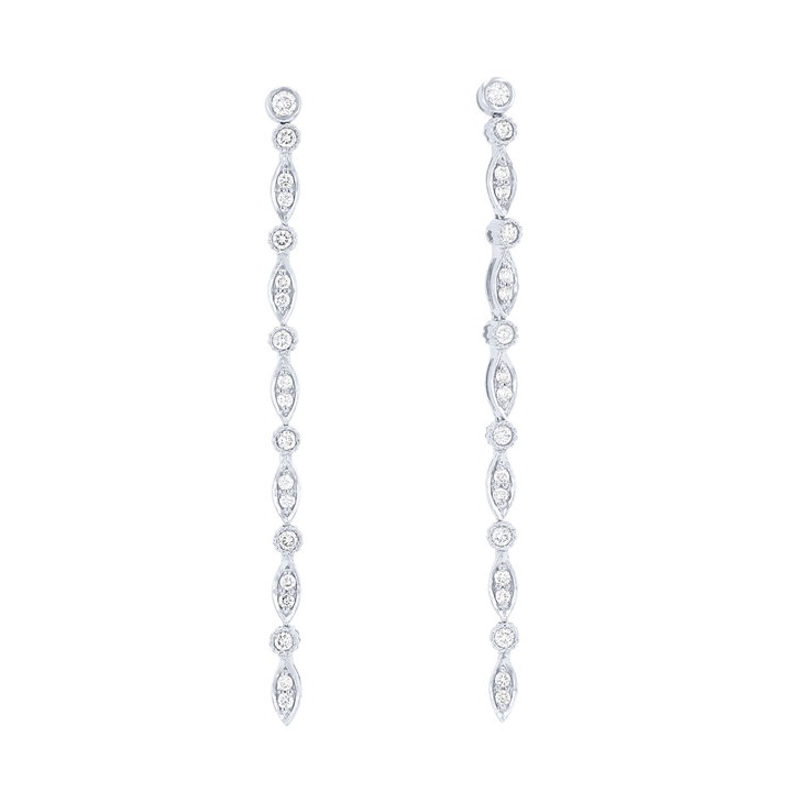 Marquise Frame Diamond Drop Earrings In White Gold 14K
