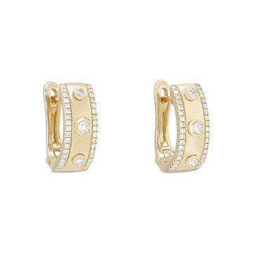Border Diamond Bezel Hoop Earrings In Yellow Gold 14K