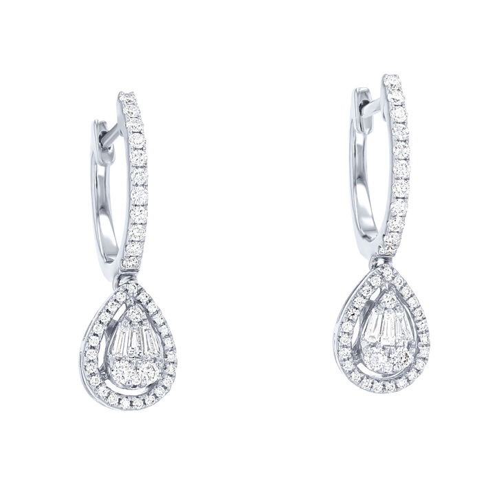Mosaic Diamond Halo Drop Earrings