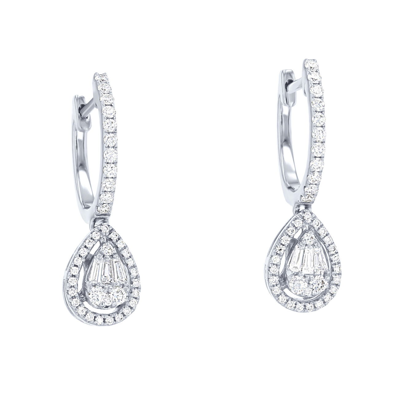 Mosaic Diamond Halo Drop Earrings