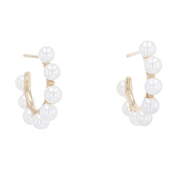 Freshwater Pearl Hoop Earrings In Yellow Gold 14K