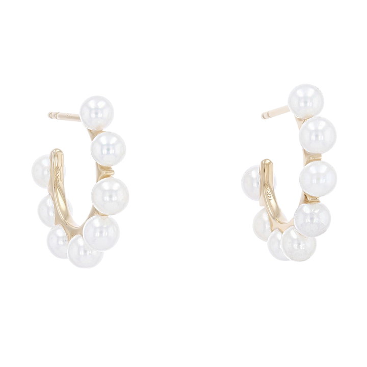 Freshwater Pearl Hoop Earrings In Yellow Gold 14K