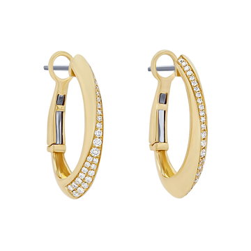 Simon G. Knife Edge Diamond Hoop Earrings In Yellow Gold 18K