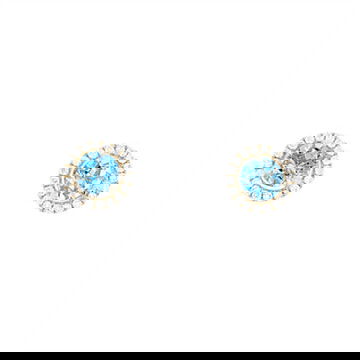 Blue Topaz and Diamond Halo Stud Earrings