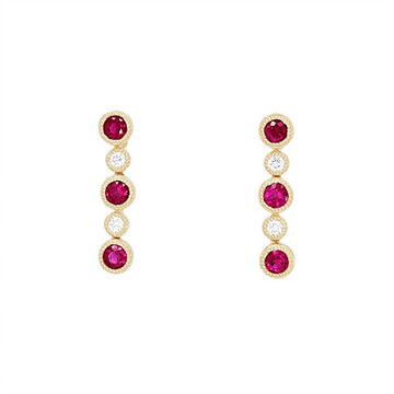 Ruby and Diamond Bezel Drop Earrings