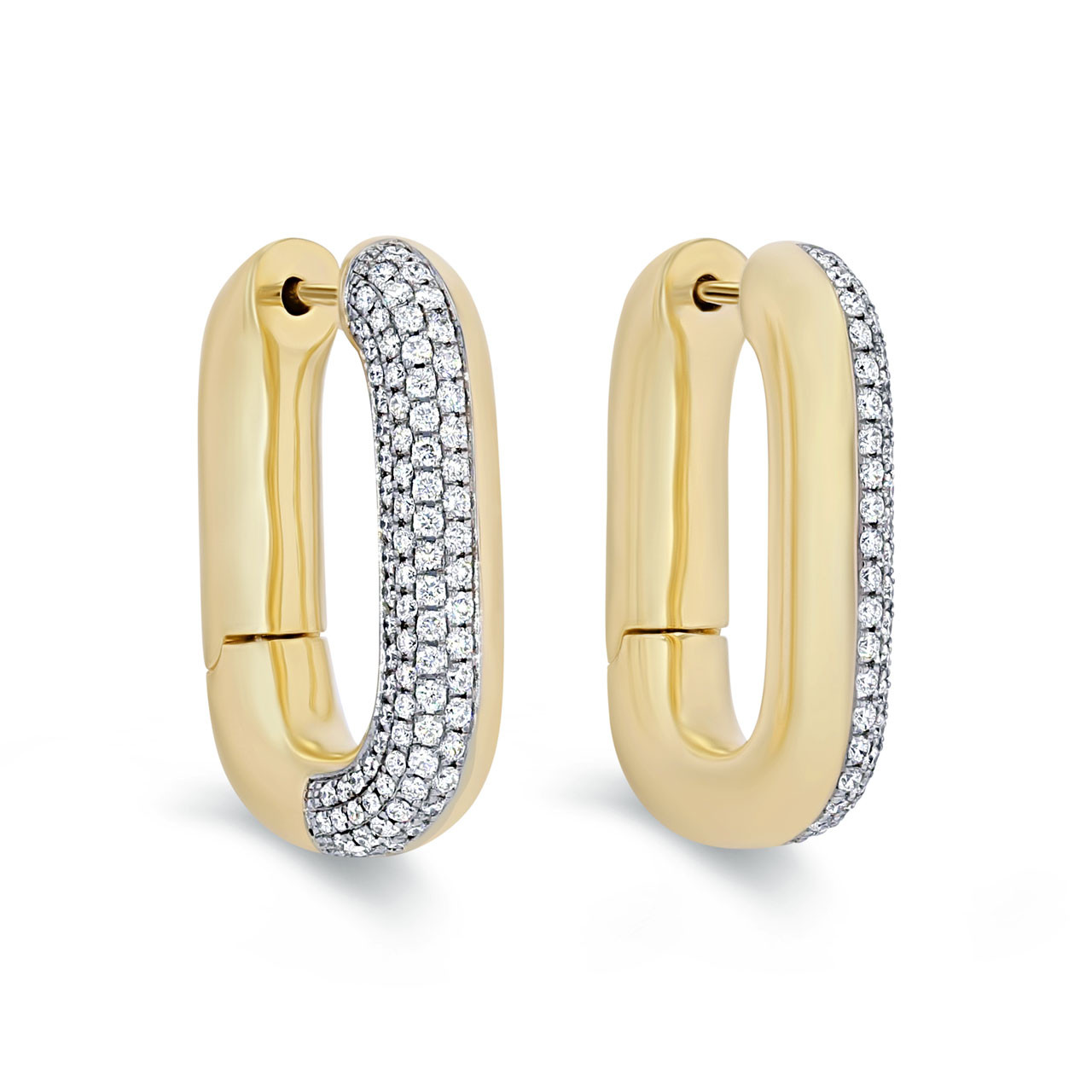 Simon G. Rectangle Diamond Hoop Earrings 1