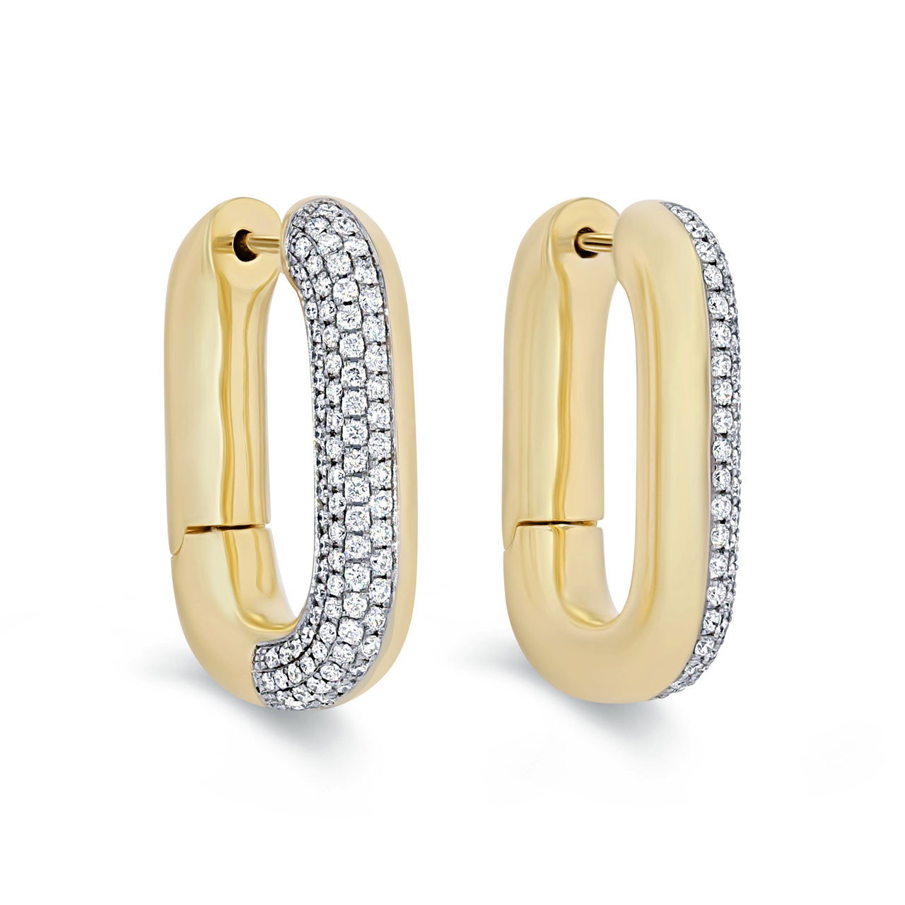 Simon G. Rectangle Diamond Hoop Earrings 1