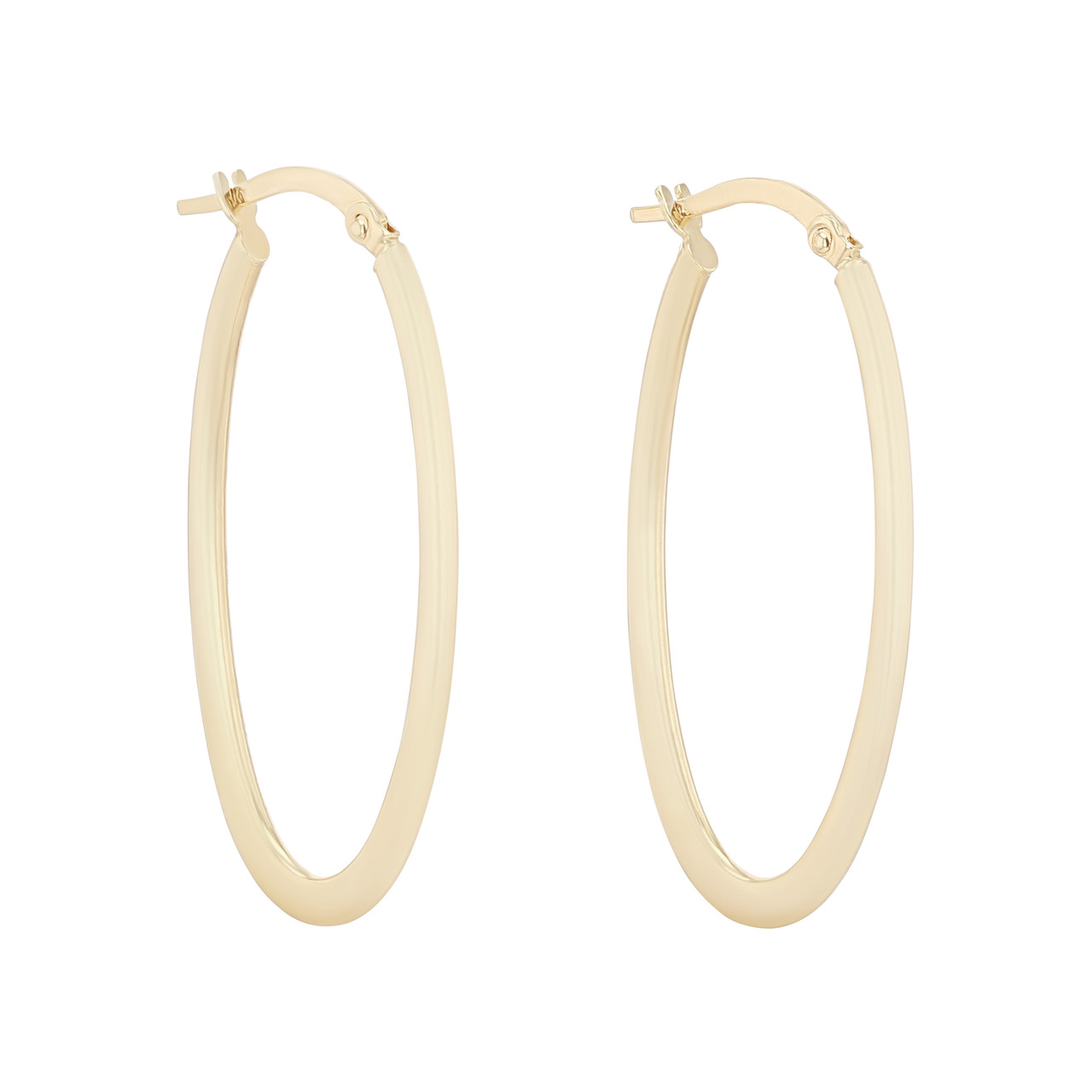 Gold Oval Shape Hoop Earrings
