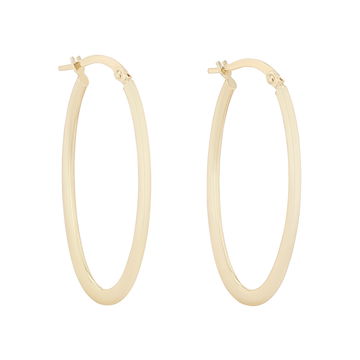Gold Oval Shape Hoop Earrings In Yellow Gold 14K