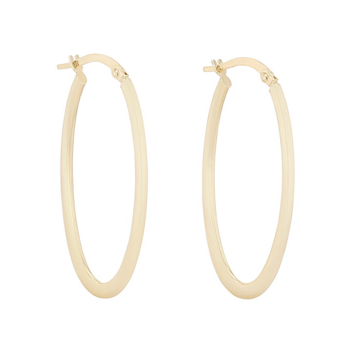 Gold Oval Shape Hoop Earrings In Yellow Gold 14K