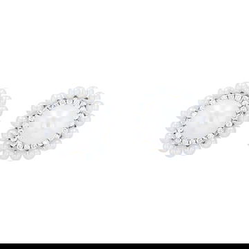 Double Halo Pearl and Diamond Stud Earrings