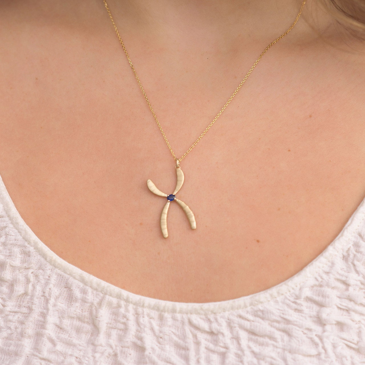 Sapphire Chromosome Pendant Necklace 1