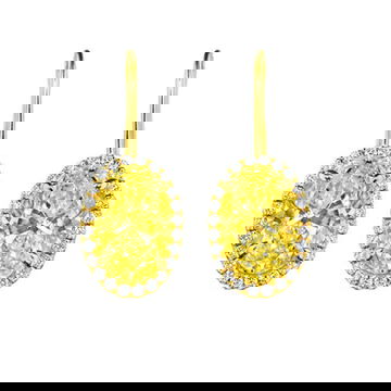 6.10 ct. Fancy Yellow Diamond Drop Halo Earrings 0