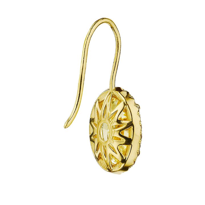 Oval Yellow Diamond Drop Halo Earrings