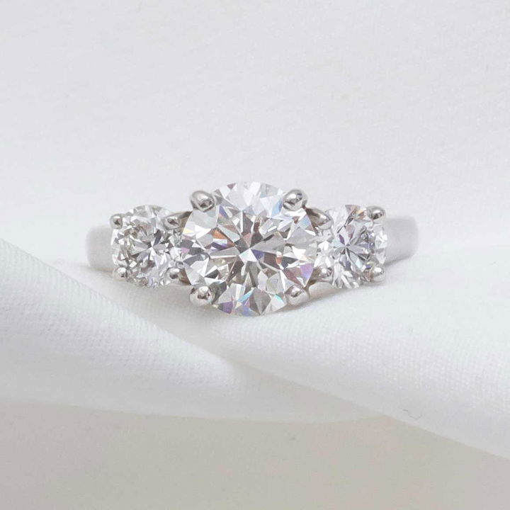 1.00 CT Round G-SI2 GIA Diamond 3 Stone Engagement Ring