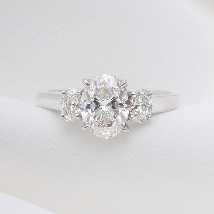 1.50 CT Oval H-SI2 GIA Diamond 3 Stone Engagement Ring