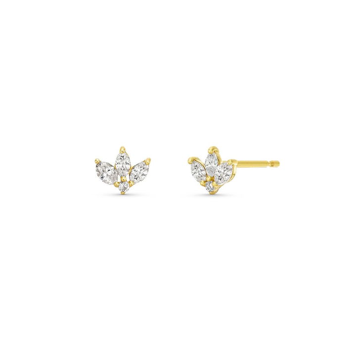 Diamond Lotus Stud Earrings