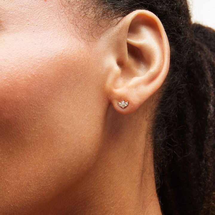 Diamond Lotus Stud Earrings